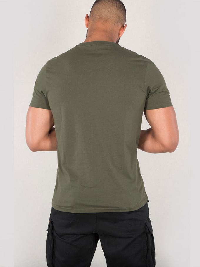Alpha Industries Heren Basic T Klein logo in Olijf