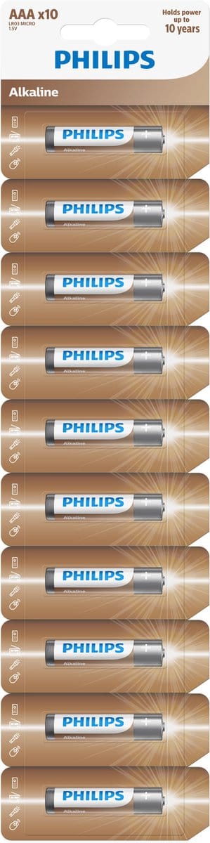 Philips Alkaline Batterij AAA LR03 10-Pack