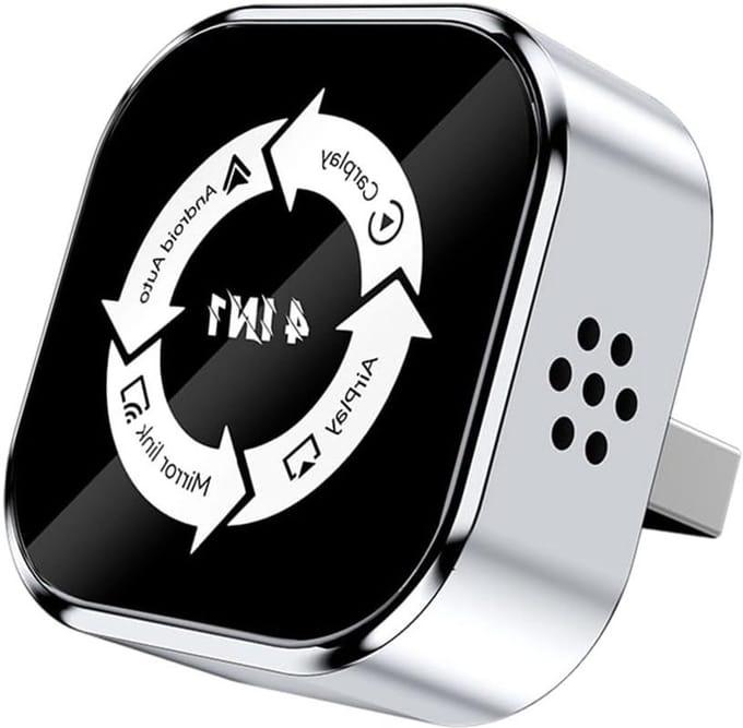 Draadloze CarPlay Adapter - Airplay Mirror Link - Auto Entertainment - 4-in-1 Functionaliteit - 8 x 8 x 3 cm