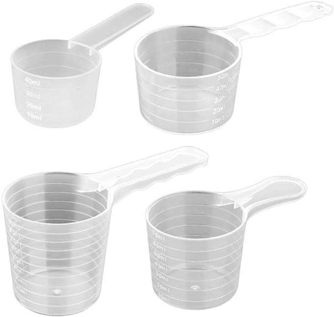 Dailygoods- Maatlepels Set van 4 - Doseerhulp 40/50/70/100 ml