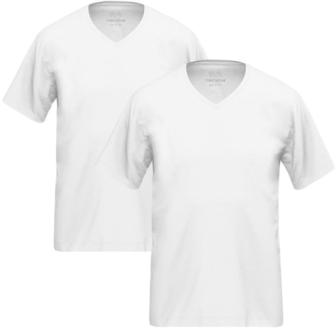 CECEBA Bamboo 2-pack Heren Ondershirt - V-hals - Wit