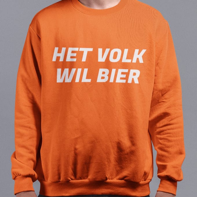 Oranje Koningsdag Sweater Het Volk Wil Bier - MAAT M - Feestkleding & Carnavalskleding