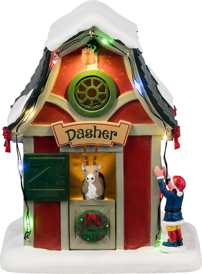 Lemax dasher's den verlicht kerstdorp tafereel Santa's Wonderland 2024