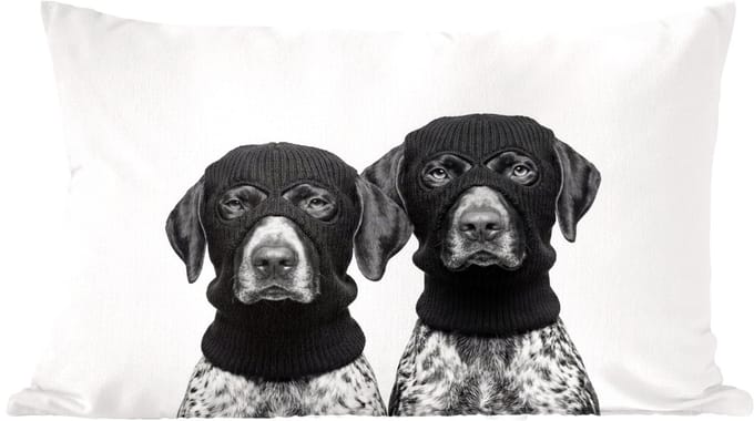 Sierkussens - Kussentjes Woonkamer - 60x40 cm - Honden - Bivakmuts - Zwart - wit