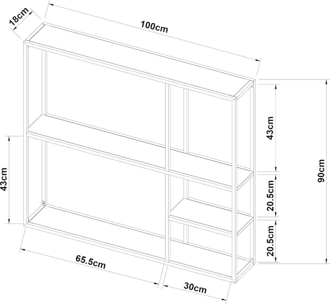 Wandplank Jämijärvi staal 90x100x18 cm zwart
