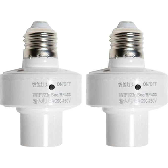 4 Stuks Slimme Lichtfitting WiFi Lamp Adapter App-bediening Smart Home Spraakbediening E27 Licht 2 packs wit