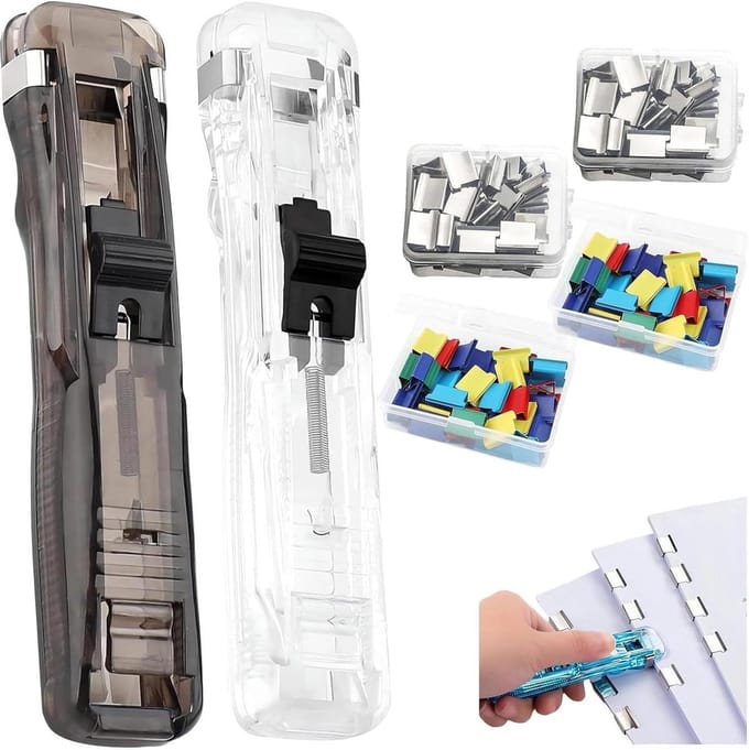 Binder Clip Tacker - Nietmachine Clips - Documenten Binden - Zonder Nietjes - 40 Vellen - 2 Stuks