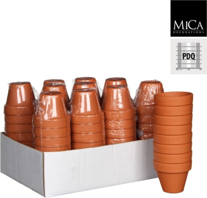 Mica Decorations-e - Stan pot rond terra doos a 88 stuks h6xd7 cm