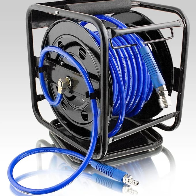Persluchtslanghaspel - 30 meter - Handmatig - 1/4 inch aansluiting - Blauw