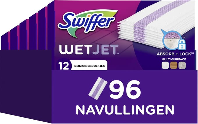 Swiffer WetJet Navullingen - 8 x 12 Reinigingsdoekjes