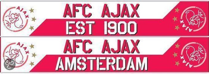 Sjaal wit-rd gebroken letters Ajax