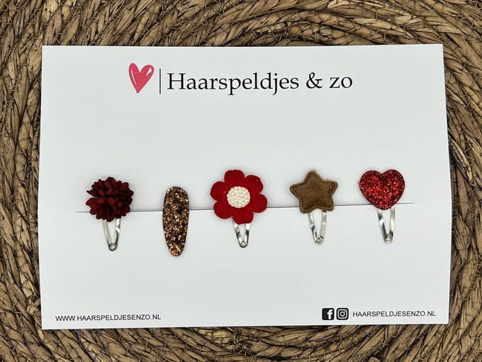Try-out mix 30 - mix van verschillende speldjes - rood - glitters - kerst - feestdagen - 3 cm speldjes
