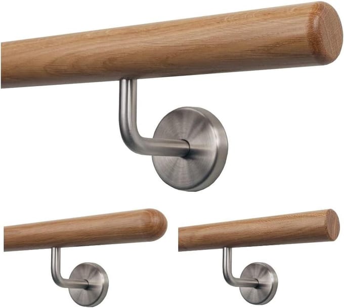 Eiken Leuning - Trapleuning Hout - Veilige Trap - Radius Gefreesde Uiteinden - 30 cm - Niet gespecificeerd