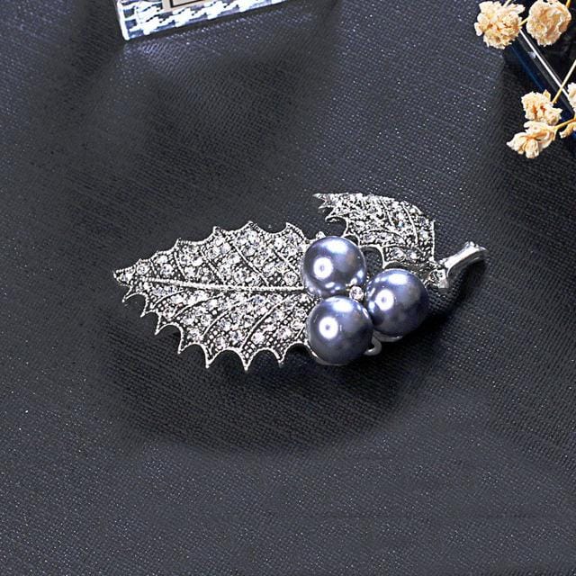 Mode Temperament Broche Damesbroche Broche Parel Retro Sjaal Vaste Pin Decoratie gray