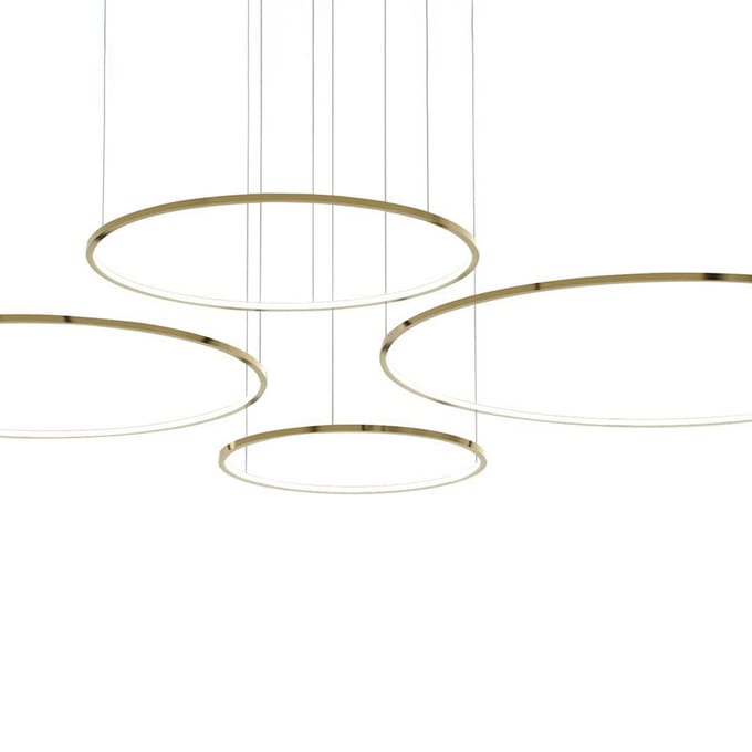 Milagro Lighting LED hanglamp Saturno, 4-lamps, goudkleurig, metaal, 4.000 K