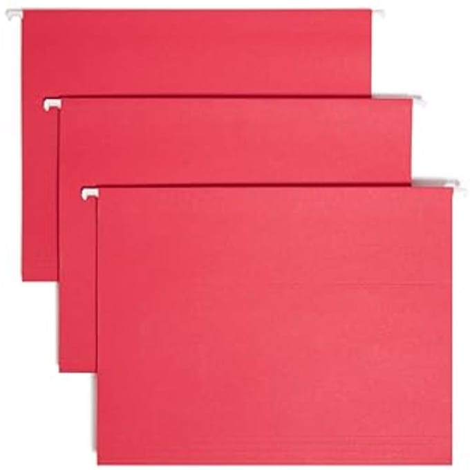 Hangende mappen met verstelbare tabbladen - 25 stuks, 1/5 grootte, rood