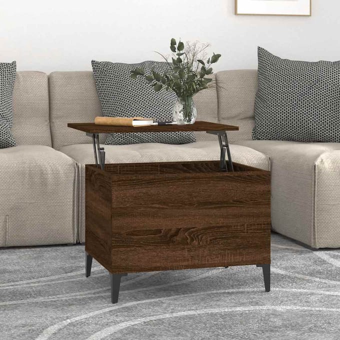 vidaXL - Salontafel - 60x44,5x45 - cm - bewerkt - hout - bruin - eikenkleur
