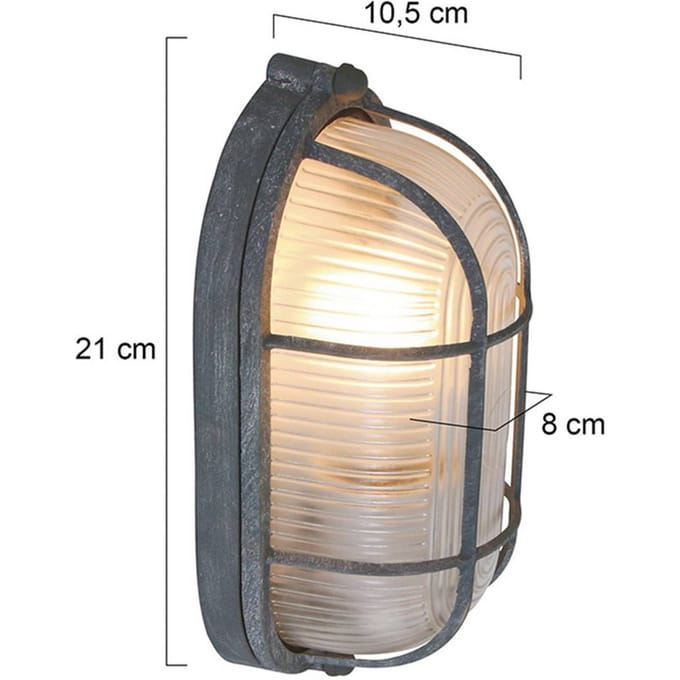 Steinhauer Plafondlamp Lisanne, grijs, ovaal, metaal, glas, E27