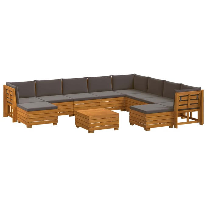 vidaXL - 11 - st - Buiten - bank - set - Massief - Acacia - Hout - Bruin