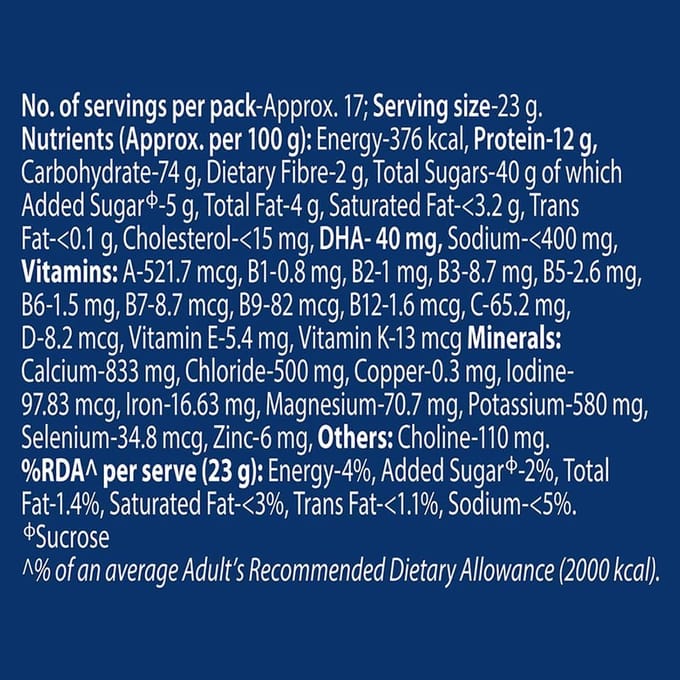 Boisson Nutritionnelle Horlicks Junior Vanille Pour Tout-Petits Pot 500 g Avec Vitamines Et Minéraux