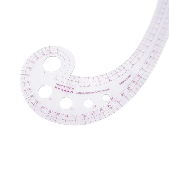 Outils de couture multifonctions, règle courbe en plastique souple en forme de virgule, règle de conception de style, courbe française 30 x 11 cm white