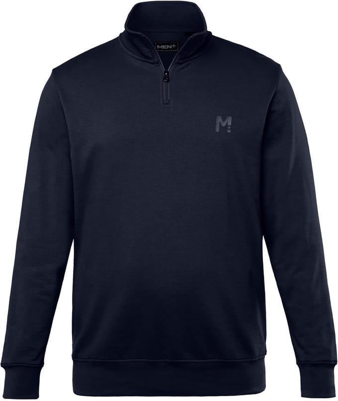 Men Plus - Heren - Sweattroyer basic kraag met rits - Donkermarine - Maat L