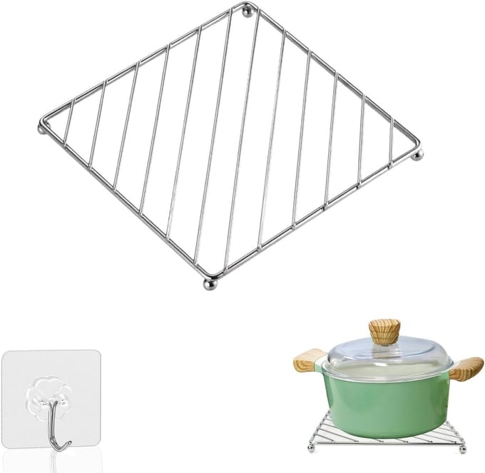 Stainless steel pot and pot protector with hooks, 18.5 x 18.5 x 1.5 cm, scratch-resistant pan separator for protecting - ShopVlot