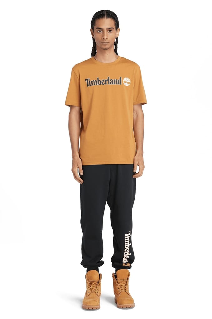 Timberland Linear Logo Short Sleeve Tee Medium Brown Größe: L | Bedruckte T-Shirts Outlet | Herren | Braun