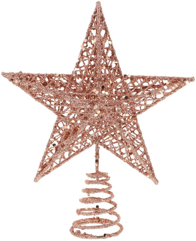 Allecto - IJzeren kerstboomster - Glitter feestdecoratie - 20 cm