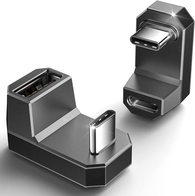 180° USB C naar USB Adapter 2-Pack, Type C naar Type A en USB 4.0/PD 100W, Geschikt voor Steam Deck en ROG Ally