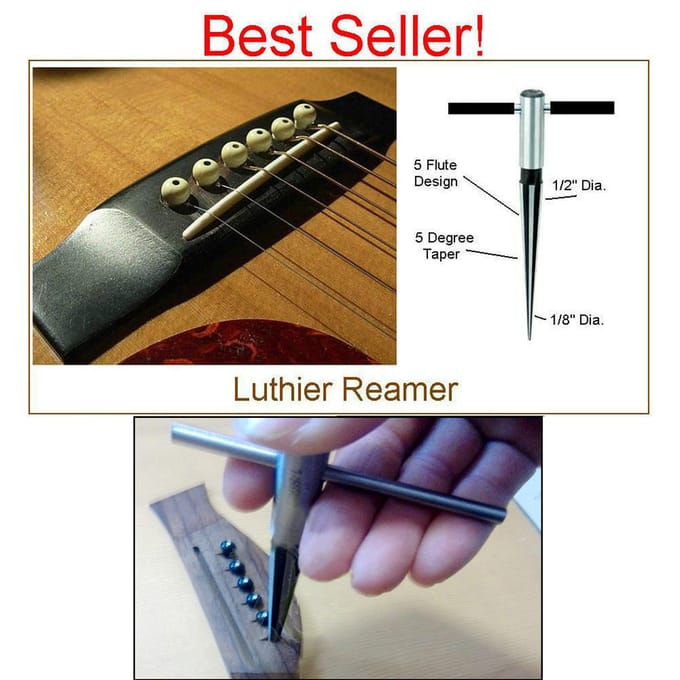 Taps toelopende B-rand Pin Hole Reamer Gitaar Houtbewerker Luthier Ream Tool zwart