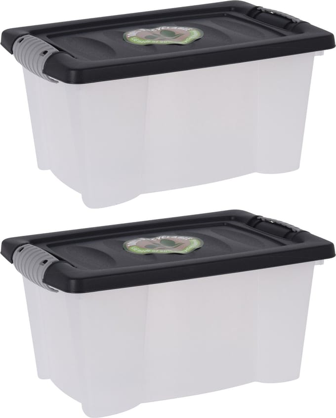 Storage Solutions Opslagbak/opbergdoos/organizer - 2x stuks - met deksel - kunststof - 9 Liter