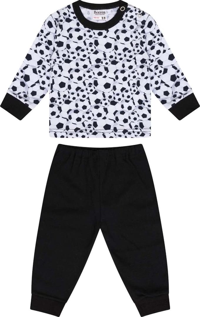Kinderpyjama Wit/Zwart Voetbal - Beeren-86/92