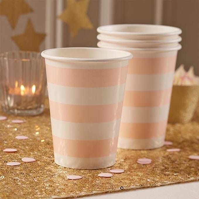 Pastel roze met witte bekers 8st.
