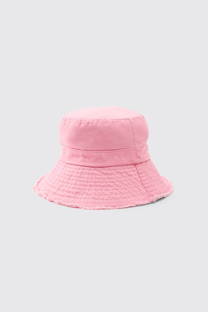 Bucket Hat With Drawstring | Pink