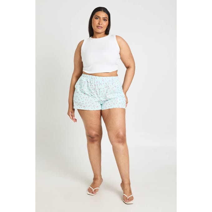 boohoo Dames Plus Ditsy Flippy Short | Munt | Maat: 44