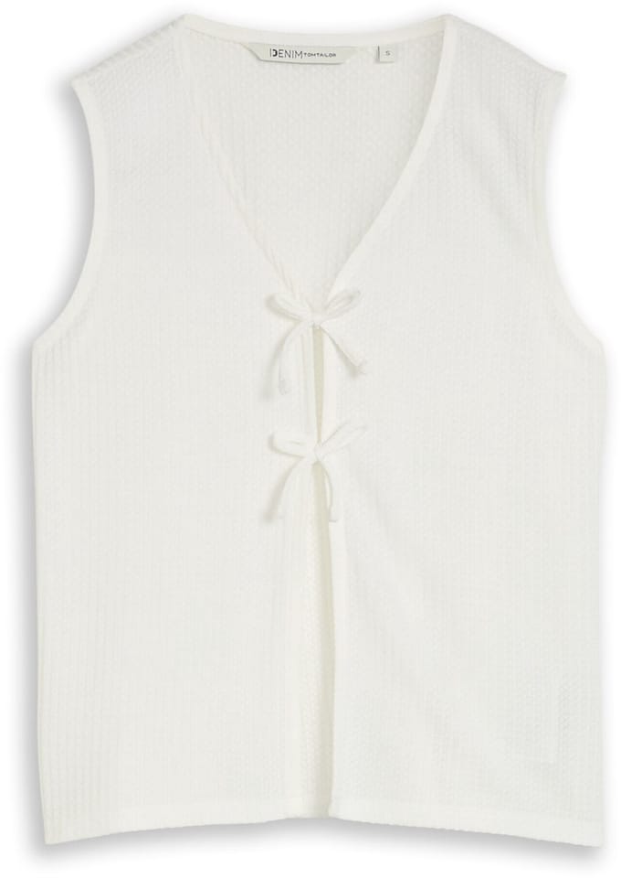 Tom Tailor Denim - Top met strikdetails - Maat XL - off white
