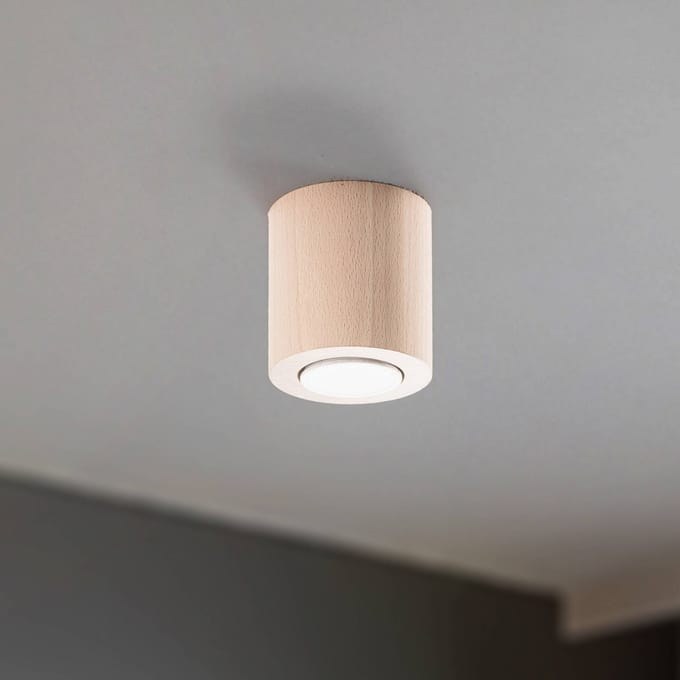 TK Lighting Plafondspot Eve, beukenhout, Ø 8 cm, GU10