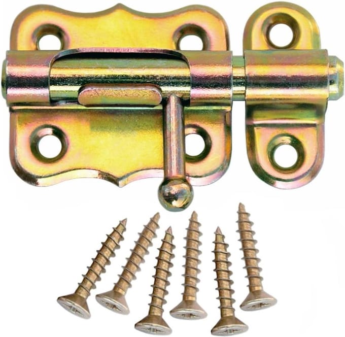 Deur Grendel - Sluiting Beugel - Kast Deuren - Vergulde Zink - 40 mm - Geel
