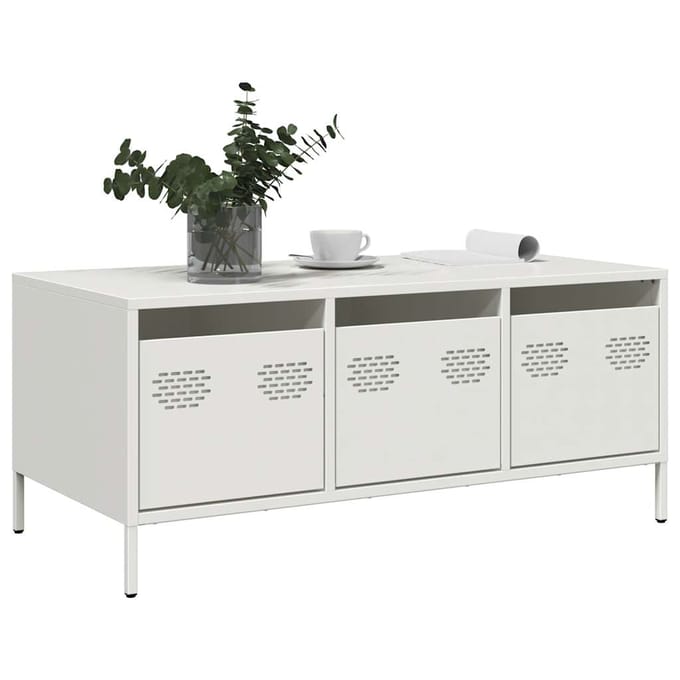 vidaXL - Salontafel - 101,5x50x43,5 - cm - koudgewalst - staal - wit
