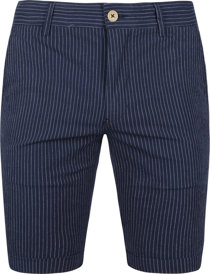 Suitable Aswin Short Donkerblauw Gestreept - Maat 3XL - Heren - Korte broek