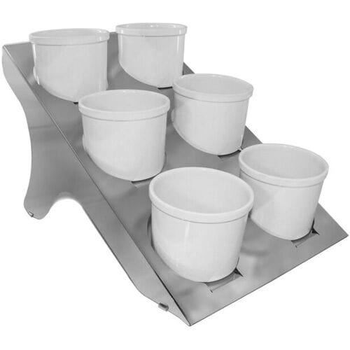GGM Gastro Buffetstandaard - RVS, chroom hoogglans - rond - Ø135mm - Hoogte: 250mm - incl. 6 melamineschalen - met geschikt voor ronde kommetjes