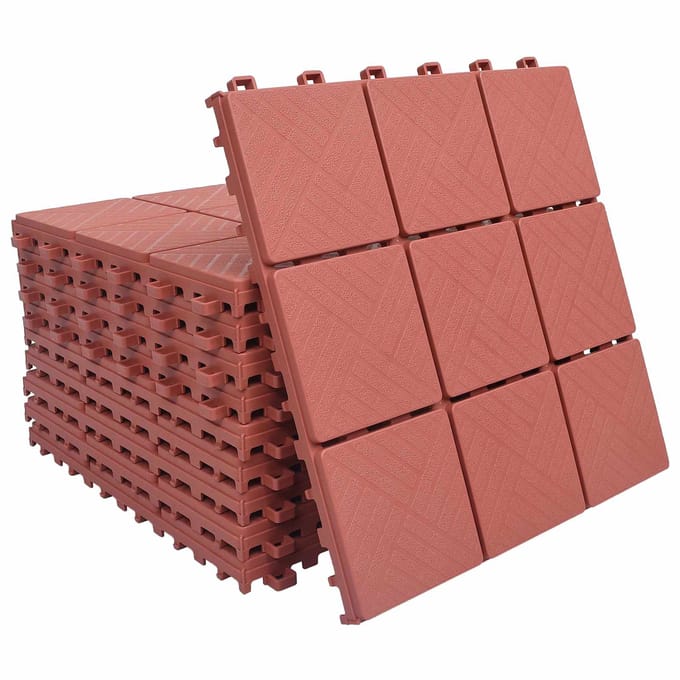 vidaXL - Terras - Tegel - 10 - st - Rood - 30,5 - x - 30,5 - x - 2,2 - cm - Polypropyleen