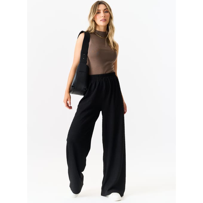 Trekbroek met getextureerde elastische taille