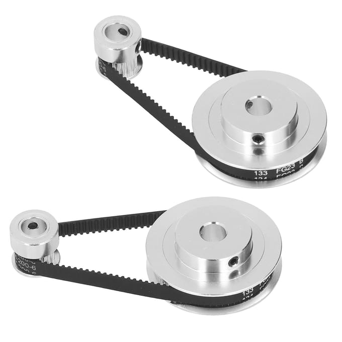2 Set Synchroon Wiel GT2 Aluminiumlegering Timing Pulley met 2 Stuks Lengte 200mm Breedte 6mm Riem 8mm white