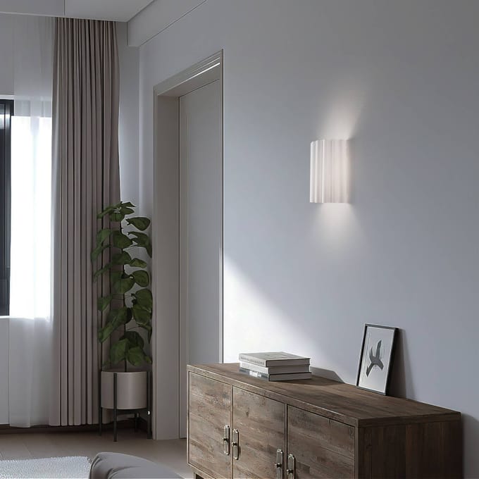 Duolla Wandlamp Aria, wit, microvezel, E27