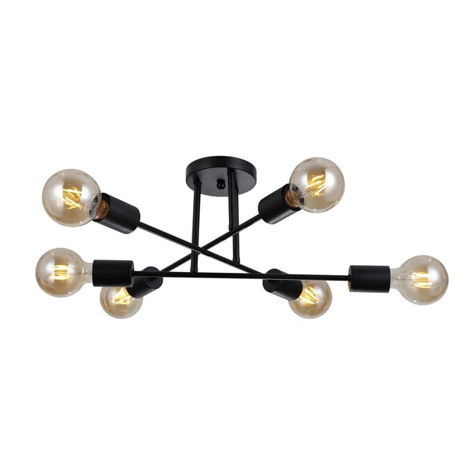 FORMIO Hanglamp Zwart Stal E27 6x40W