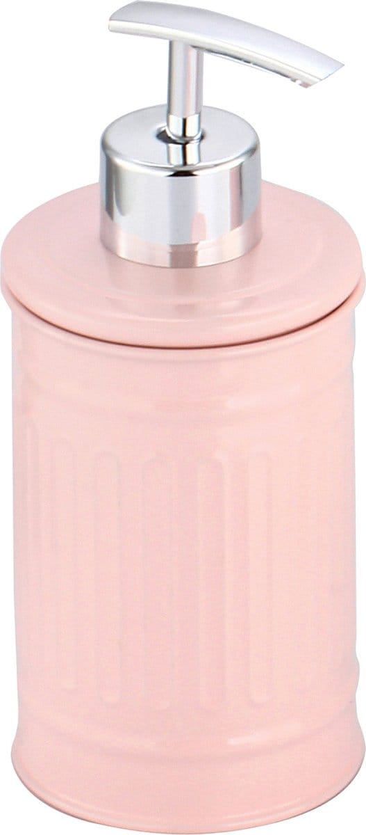 MSV Zeeppompje/dispenser - Industrial - metaal - lichtroze/zilver - 7.5 x 17 cm - 250 ml