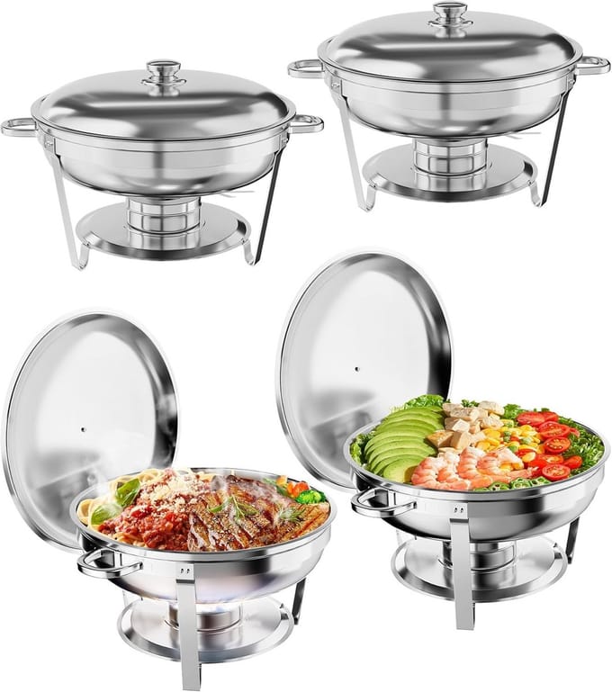 Chafing Dish Buffet Set 4 Stuks - Professionele Warmhoudpan Roestvrij Staal