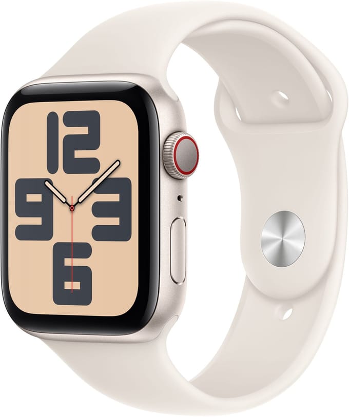 Apple Watch SE 2024 GPS + Cellular 44mm Starlight Aluminium Case with Starlight Sport Band - M/L